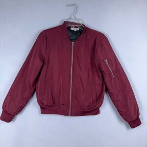 Charlotte Russe Bomber Jacket Mens Size Small Front Pockets Maroon